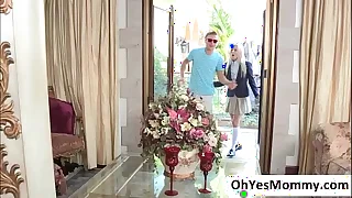 Super down in the mouth first hot threesome fuck with Jessie nd her cute step son